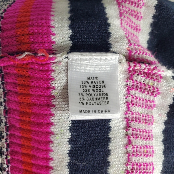 St John Cardigan Sweater 3/4 Sleeve Striped Viscose Wool Cashmere Size Large - Picture 8 of 9